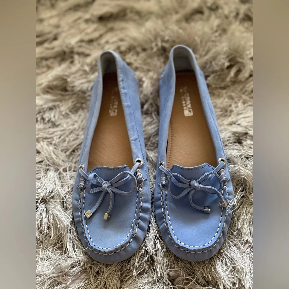Sperry Light Blue Leather Moccasin Loafers - Picture 4 of 5